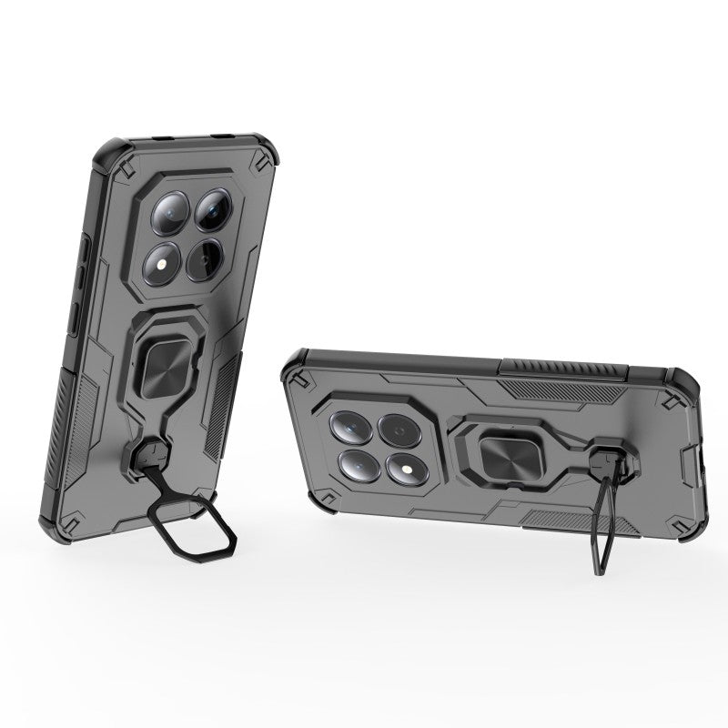For Xiaomi Redmi Note 15 Pro 5G (Global) Phone Case WANLONFENG PC TPU Back Cover Kickstand with Tempered Glass - Black