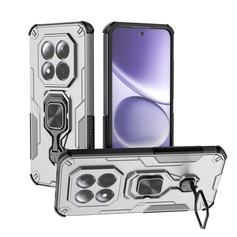 For Xiaomi Redmi Note 15 Pro 5G (Global) Phone Case WANLONFENG PC TPU Back Cover Kickstand with Tempered Glass - Grey