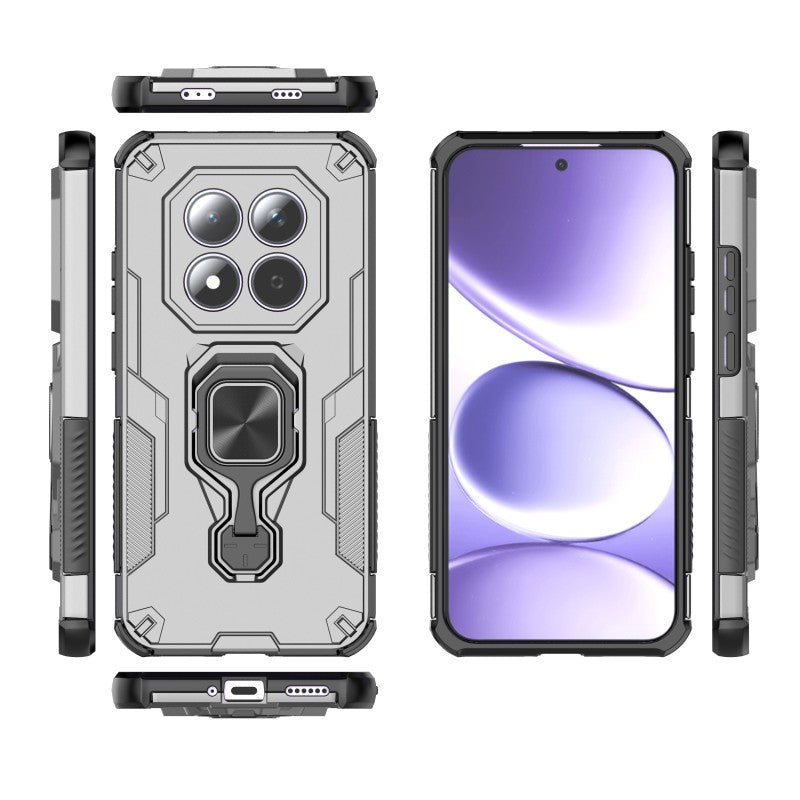 For Xiaomi Redmi Note 15 Pro 5G (Global) Phone Case WANLONFENG PC TPU Back Cover Kickstand with Tempered Glass - Grey