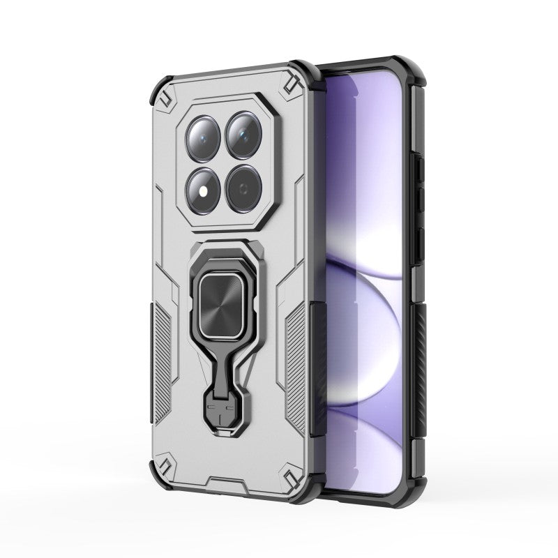 For Xiaomi Redmi Note 15 Pro 5G (Global) Phone Case WANLONFENG PC TPU Back Cover Kickstand with Tempered Glass - Grey