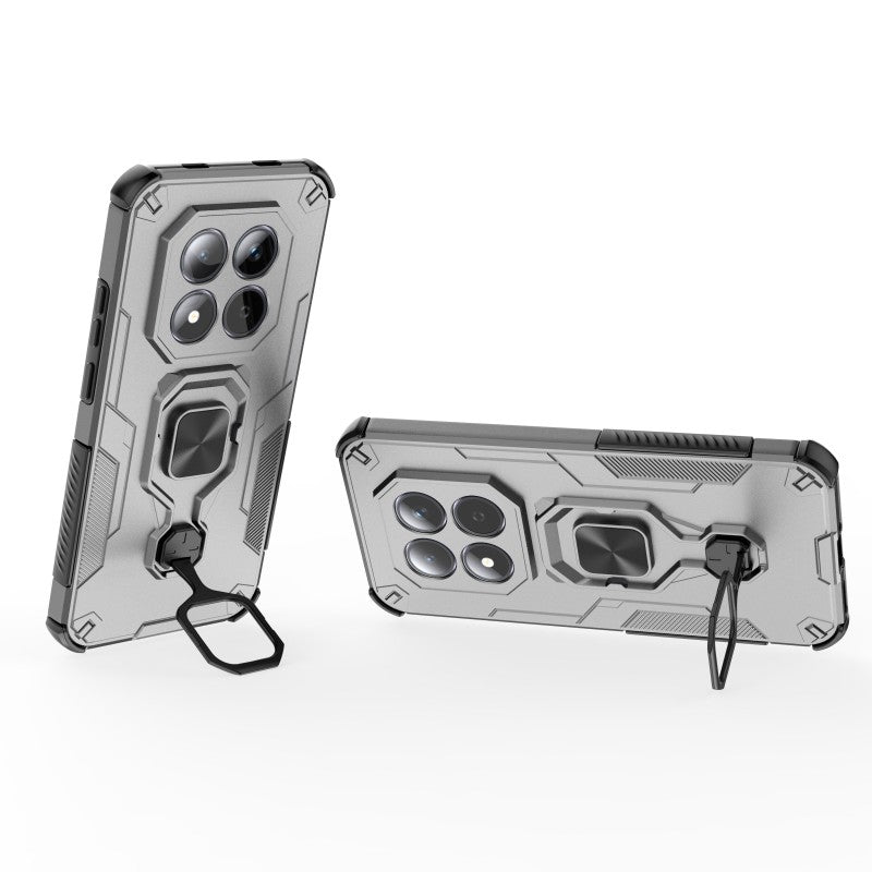 For Xiaomi Redmi Note 15 Pro 5G (Global) Phone Case WANLONFENG PC TPU Back Cover Kickstand with Tempered Glass - Grey