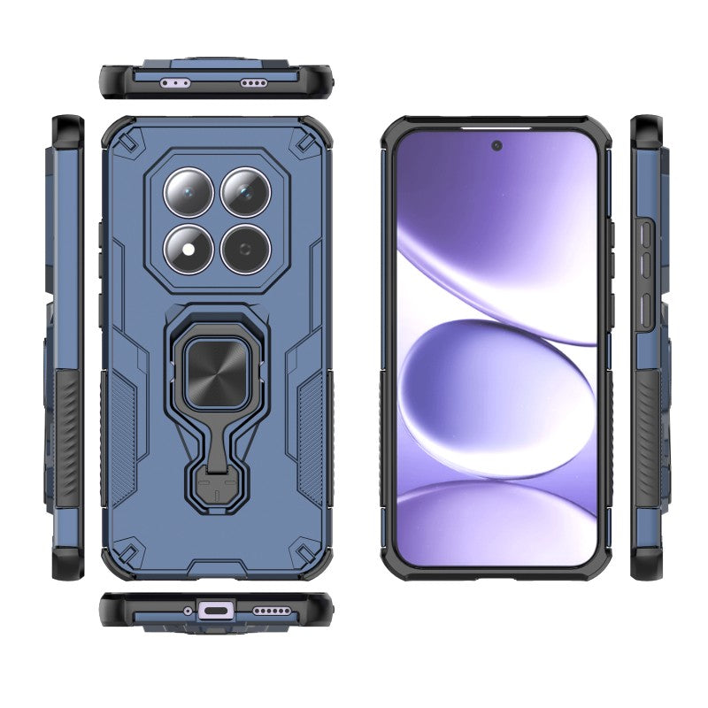 For Xiaomi Redmi Note 15 Pro 5G (Global) Phone Case WANLONFENG PC TPU Back Cover Kickstand with Tempered Glass - Blue