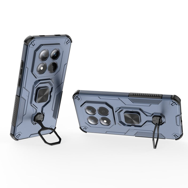 For Xiaomi Redmi Note 15 Pro 5G (Global) Phone Case WANLONFENG PC TPU Back Cover Kickstand with Tempered Glass - Blue