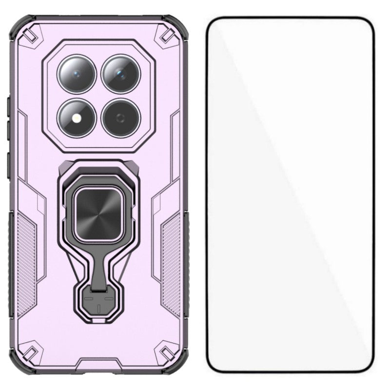 For Xiaomi Redmi Note 15 Pro 5G (Global) Phone Case WANLONFENG PC TPU Back Cover Kickstand with Tempered Glass - Purple