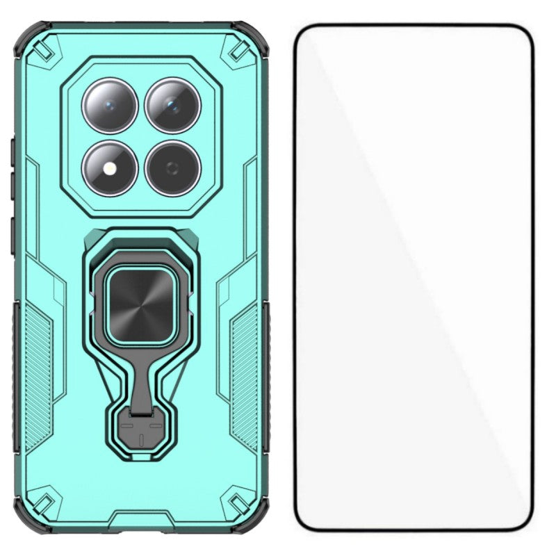 For Xiaomi Redmi Note 15 Pro 5G (Global) Phone Case WANLONFENG PC TPU Back Cover Kickstand with Tempered Glass - Green