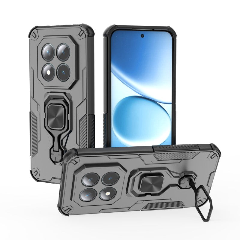 For Xiaomi Poco M8 Pro 5G / Redmi Note 15 Pro+ 5G (Global) Phone Case WANLONFENG PC TPU Back Cover Kickstand with Tempered Glass - Black