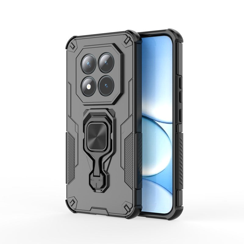 For Xiaomi Poco M8 Pro 5G / Redmi Note 15 Pro+ 5G (Global) Phone Case WANLONFENG PC TPU Back Cover Kickstand with Tempered Glass - Black