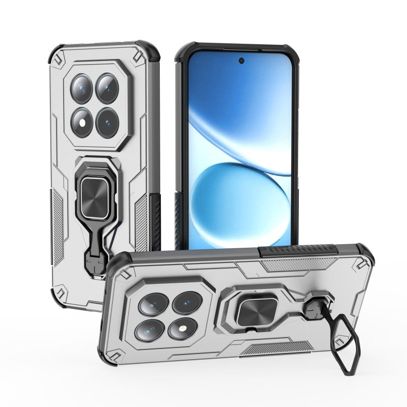 For Xiaomi Poco M8 Pro 5G / Redmi Note 15 Pro+ 5G (Global) Phone Case WANLONFENG PC TPU Back Cover Kickstand with Tempered Glass - Grey