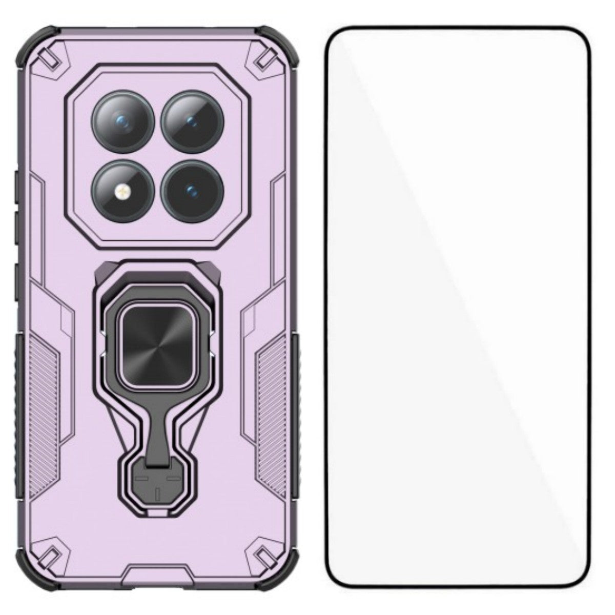For Xiaomi Poco M8 Pro 5G / Redmi Note 15 Pro+ 5G (Global) Phone Case WANLONFENG PC TPU Back Cover Kickstand with Tempered Glass - Purple