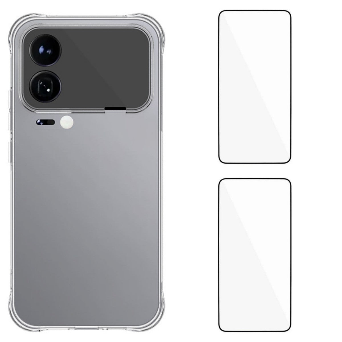 For Xiaomi 17 Pro Max TPU Case WANLONFENG WL2 Series 2.0mm Phone Cover with 2Pcs Tempered Glass Films - Transparent