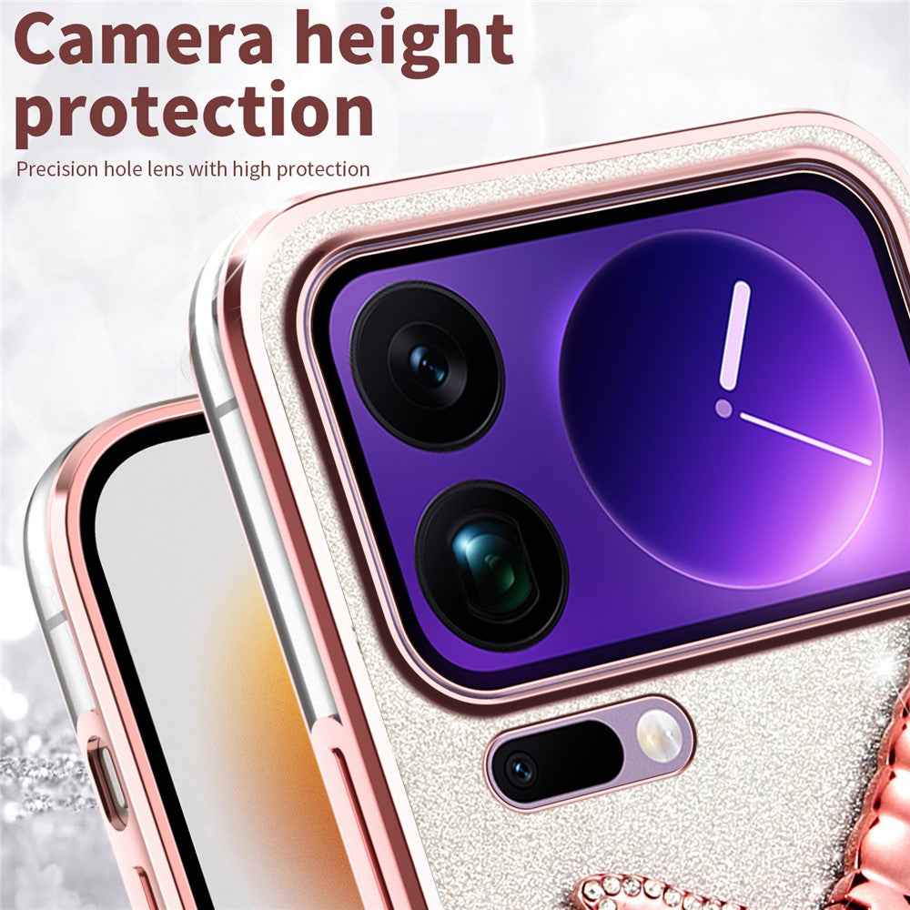 KADEM For Xiaomi 17 Pro Case Dragonfly Kickstand TPU Flowers Glitter Phone Cover - Blue