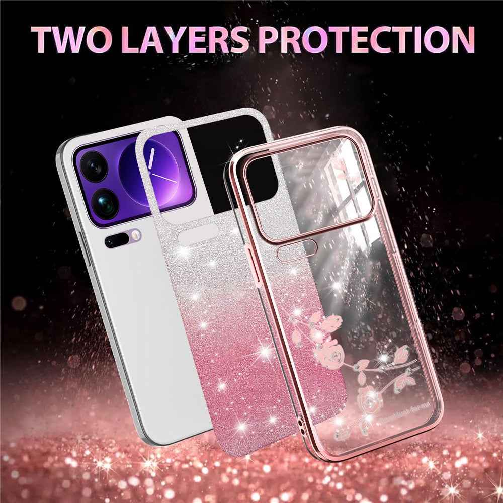 KADEM For Xiaomi 17 Pro Case Flower TPU Flexible Gradient Phone Cover - Pink