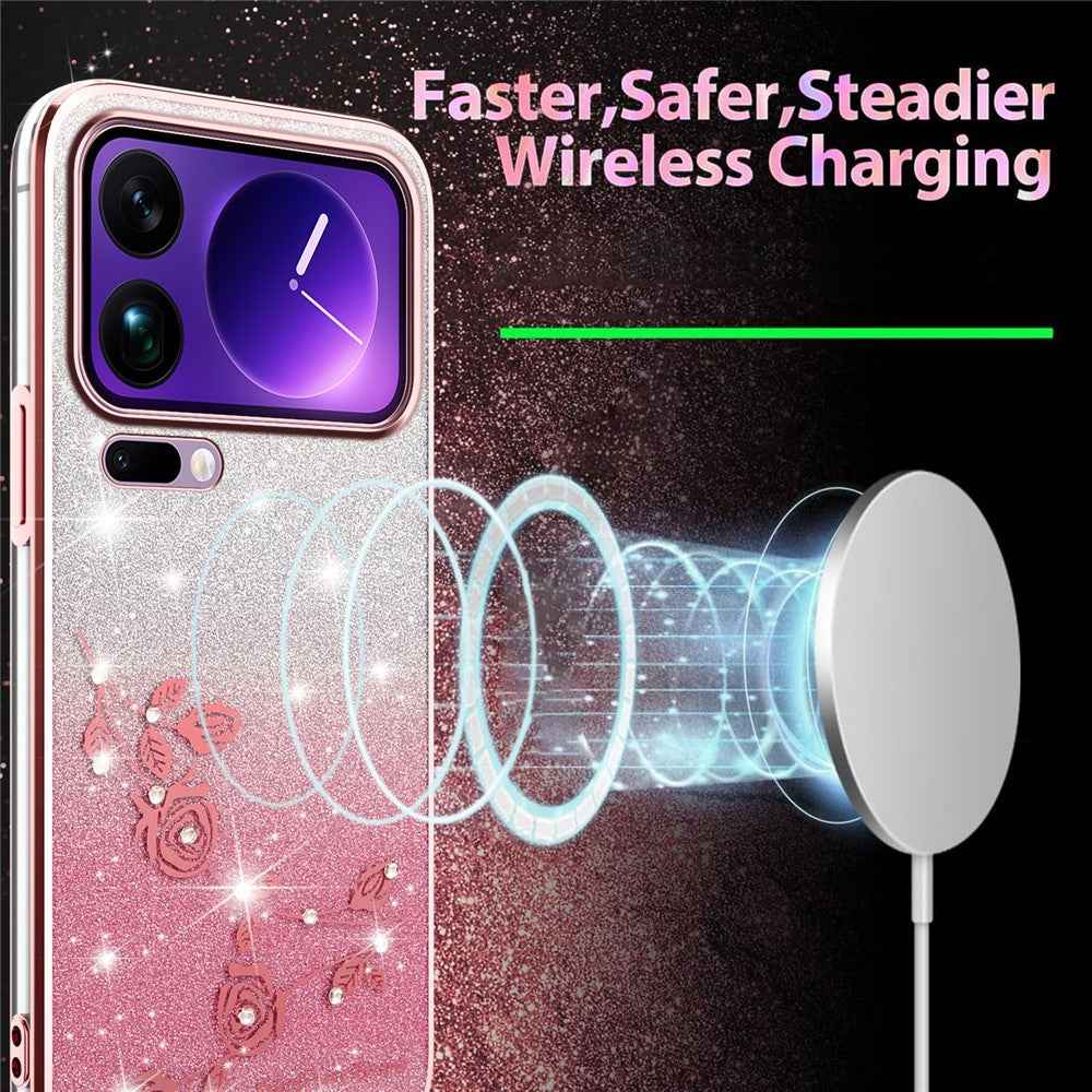 KADEM For Xiaomi 17 Pro Case Flower TPU Flexible Gradient Phone Cover - Pink