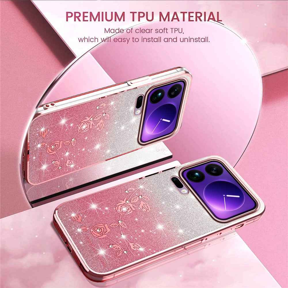 KADEM For Xiaomi 17 Pro Case Flower TPU Flexible Gradient Phone Cover - Pink