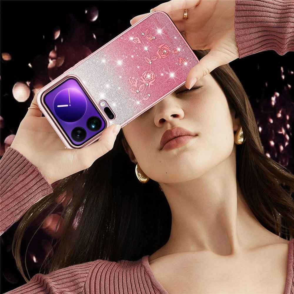KADEM For Xiaomi 17 Pro Case Flower TPU Flexible Gradient Phone Cover - Pink