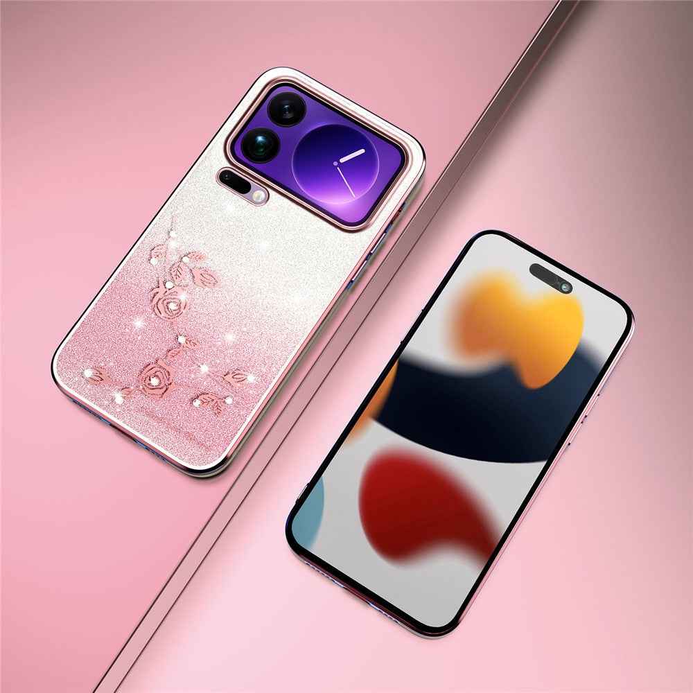 KADEM For Xiaomi 17 Pro Case Flower TPU Flexible Gradient Phone Cover - Pink