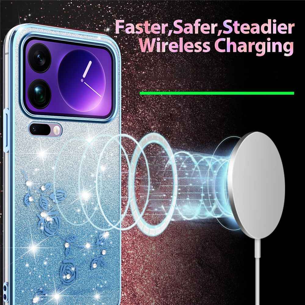 KADEM For Xiaomi 17 Pro Case Flower TPU Flexible Gradient Phone Cover - Blue