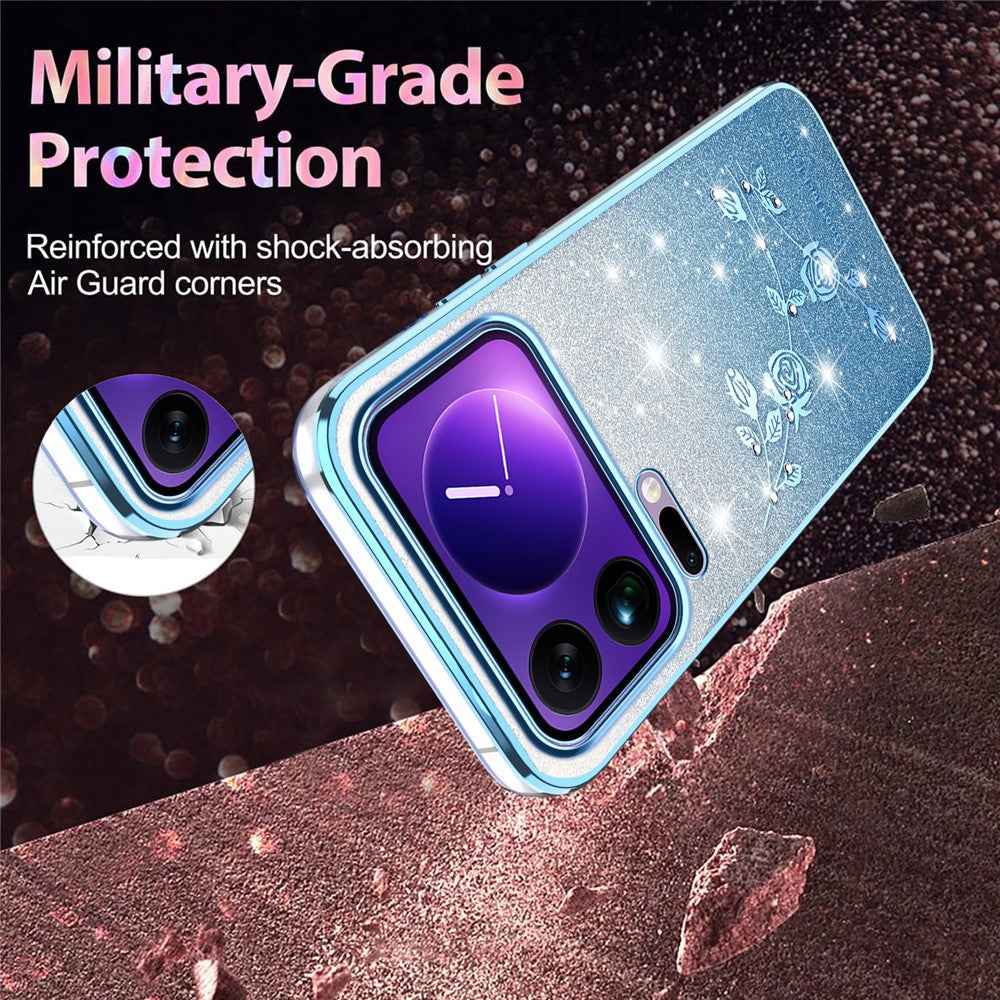 KADEM For Xiaomi 17 Pro Case Flower TPU Flexible Gradient Phone Cover - Blue