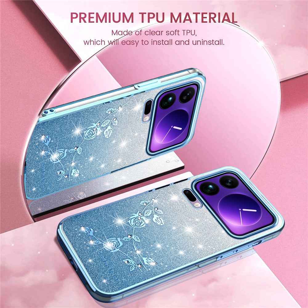 KADEM For Xiaomi 17 Pro Case Flower TPU Flexible Gradient Phone Cover - Blue
