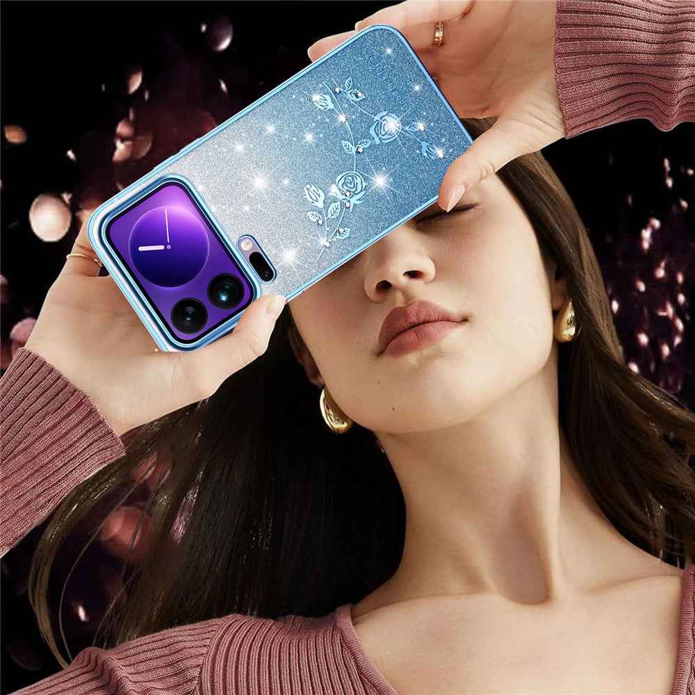 KADEM For Xiaomi 17 Pro Case Flower TPU Flexible Gradient Phone Cover - Blue