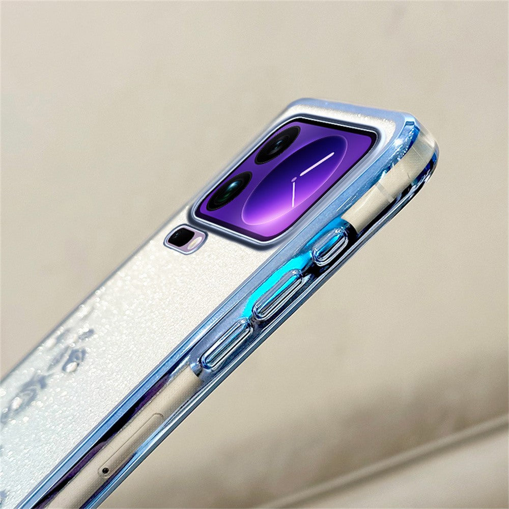 KADEM For Xiaomi 17 Pro Max Case Flower Pattern TPU Gradient Phone Cover with Lanyards - Blue