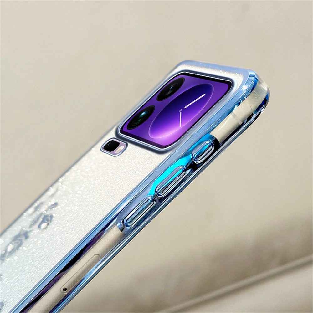 KADEM For Xiaomi 17 Pro Case Flower Pattern TPU Gradient Phone Cover with Lanyards - Blue