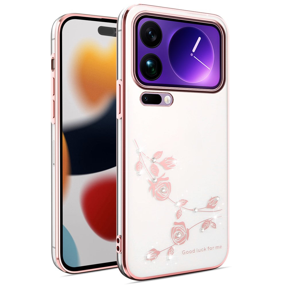 KADEM For Xiaomi 17 Pro Max Case Flower Rhinestone Decor TPU Phone Cover - Rose Gold