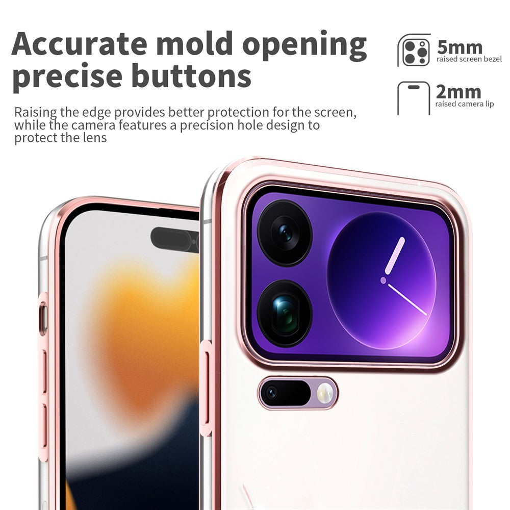KADEM For Xiaomi 17 Pro Max Case Flower Rhinestone Decor TPU Phone Cover - Rose Gold