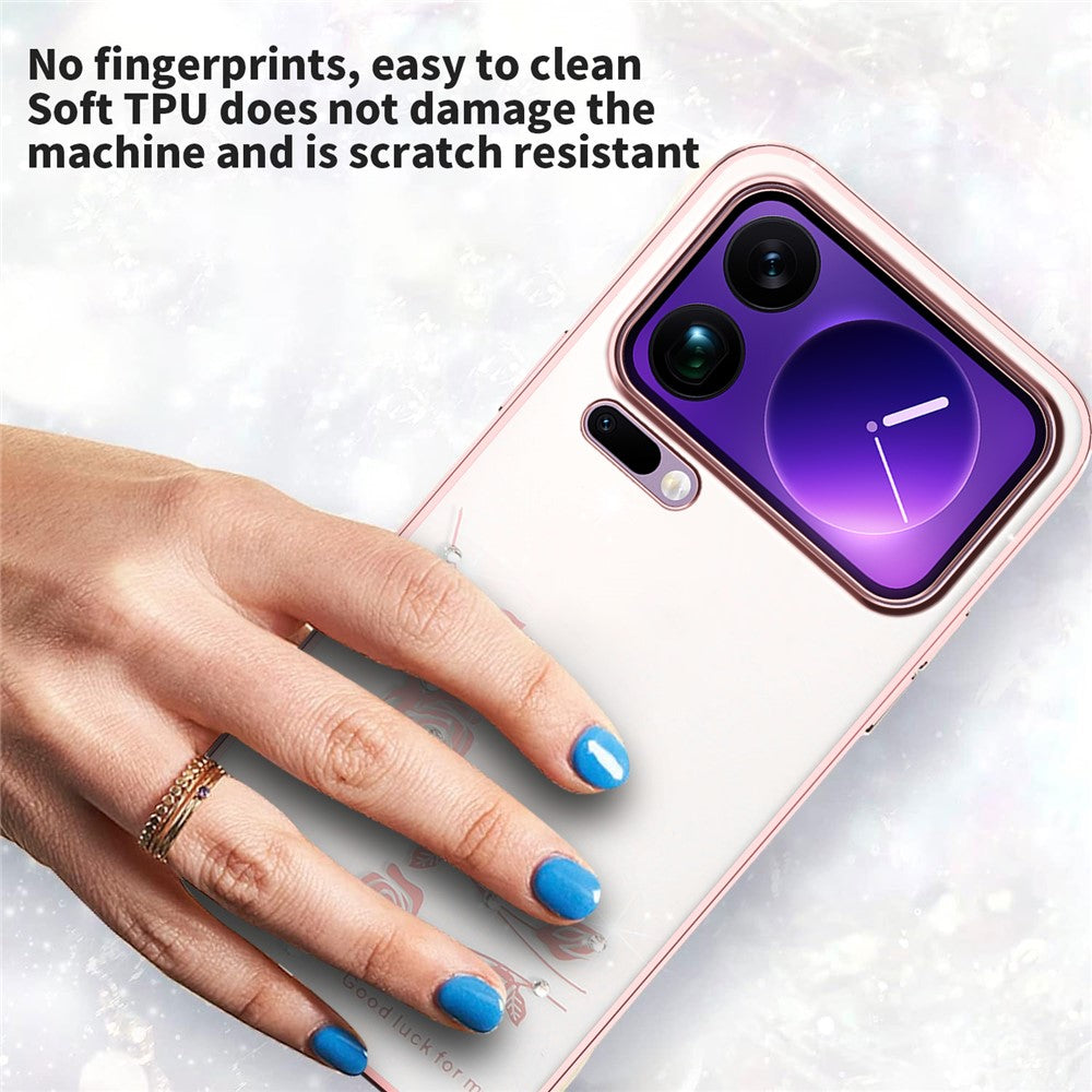 KADEM For Xiaomi 17 Pro Max Case Flower Rhinestone Decor TPU Phone Cover - Rose Gold