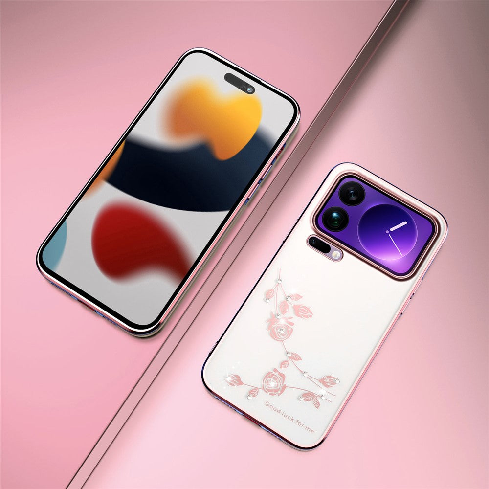 KADEM For Xiaomi 17 Pro Max Case Flower Rhinestone Decor TPU Phone Cover - Rose Gold