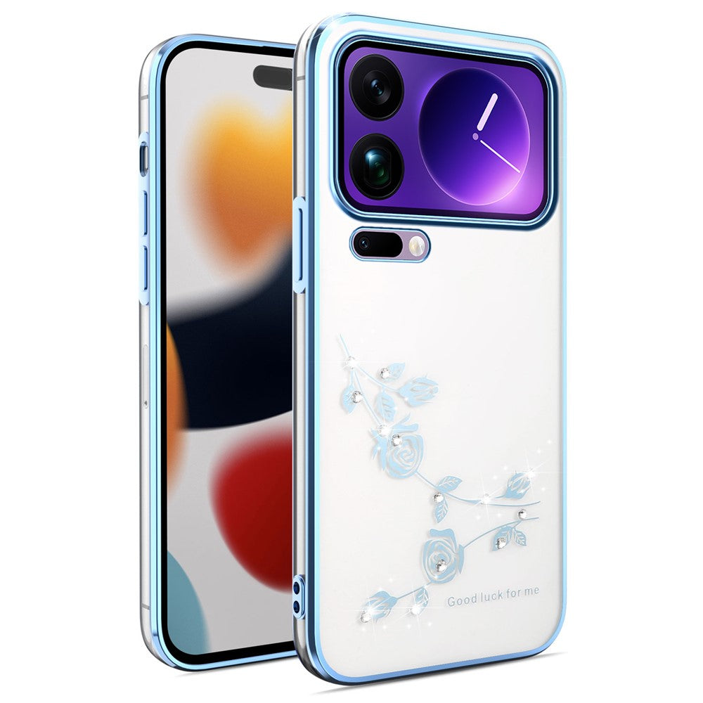 KADEM For Xiaomi 17 Pro Max Case Flower Rhinestone Decor TPU Phone Cover - Blue