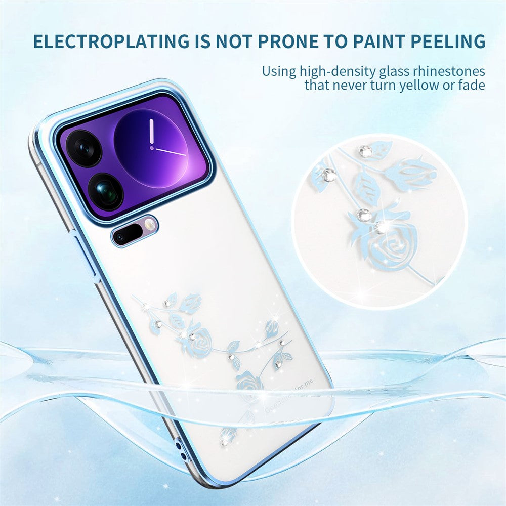 KADEM For Xiaomi 17 Pro Max Case Flower Rhinestone Decor TPU Phone Cover - Blue