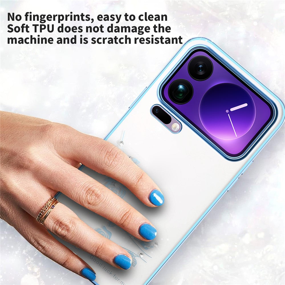 KADEM For Xiaomi 17 Pro Max Case Flower Rhinestone Decor TPU Phone Cover - Blue