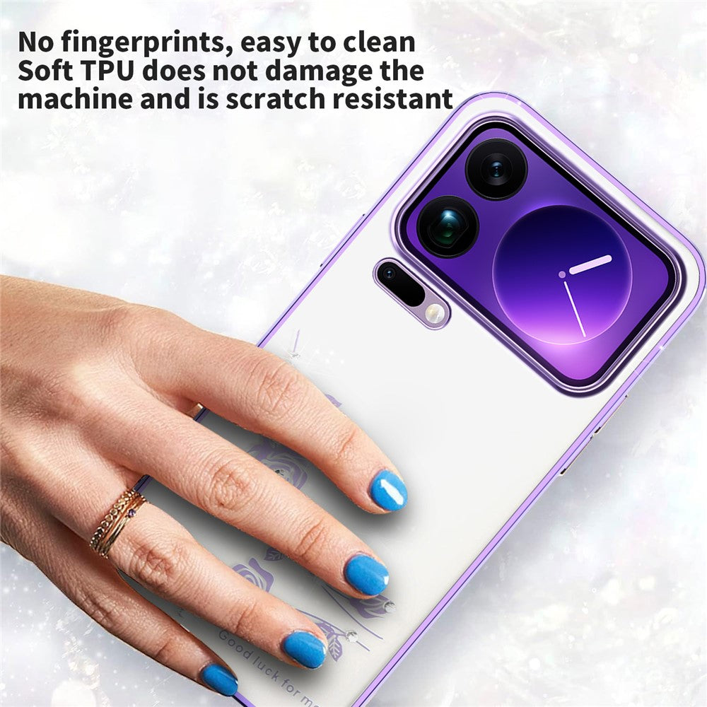 KADEM For Xiaomi 17 Pro Max Case Flower Rhinestone Decor TPU Phone Cover - Purple