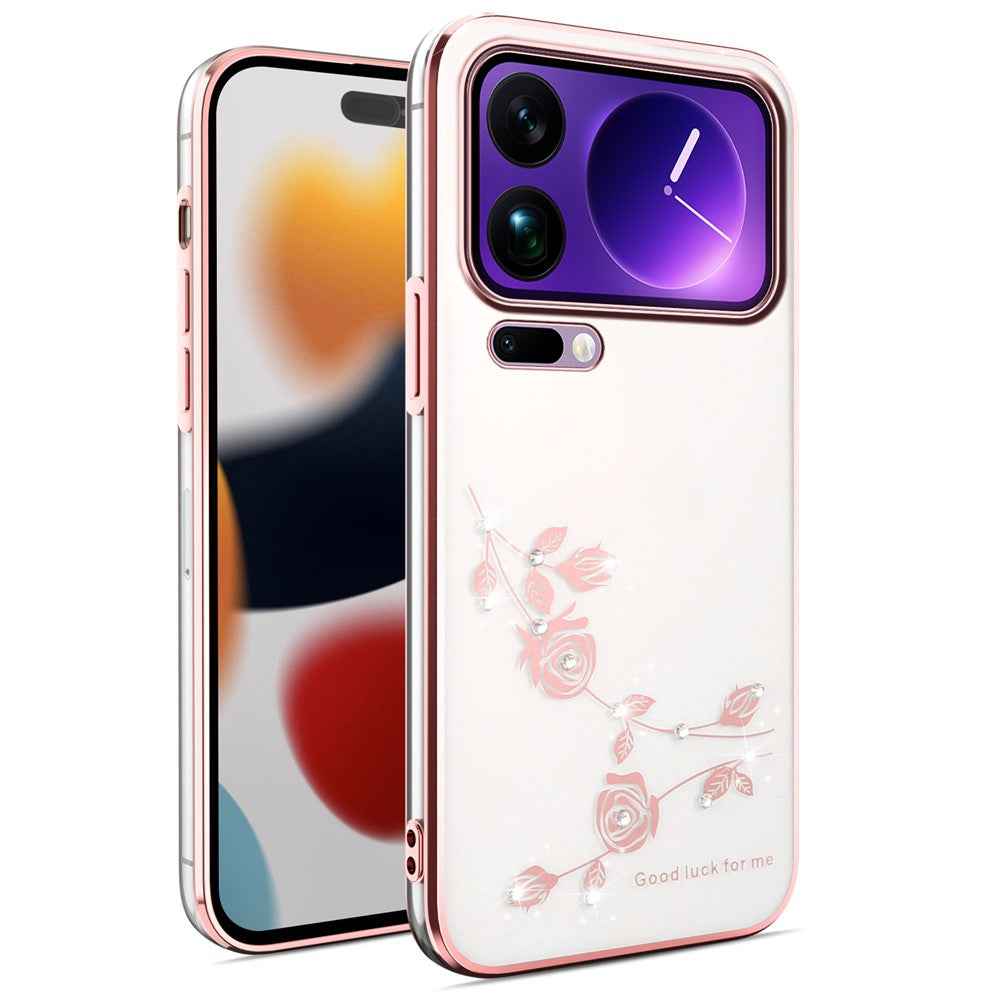 KADEM For Xiaomi 17 Pro Case Flower Rhinestone Decor TPU Phone Cover - Rose Gold