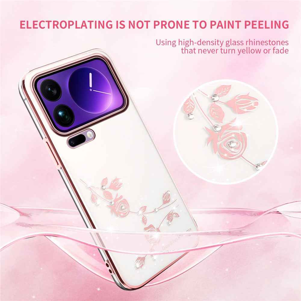 KADEM For Xiaomi 17 Pro Case Flower Rhinestone Decor TPU Phone Cover - Rose Gold