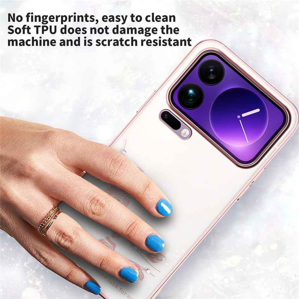 KADEM For Xiaomi 17 Pro Case Flower Rhinestone Decor TPU Phone Cover - Rose Gold