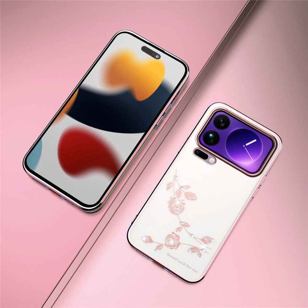 KADEM For Xiaomi 17 Pro Case Flower Rhinestone Decor TPU Phone Cover - Rose Gold