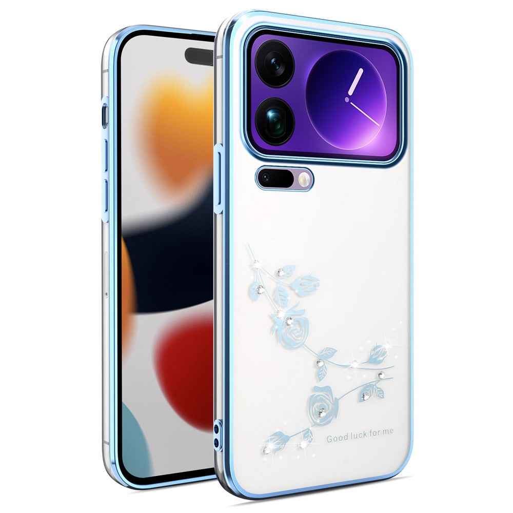 KADEM For Xiaomi 17 Pro Case Flower Rhinestone Decor TPU Phone Cover - Blue