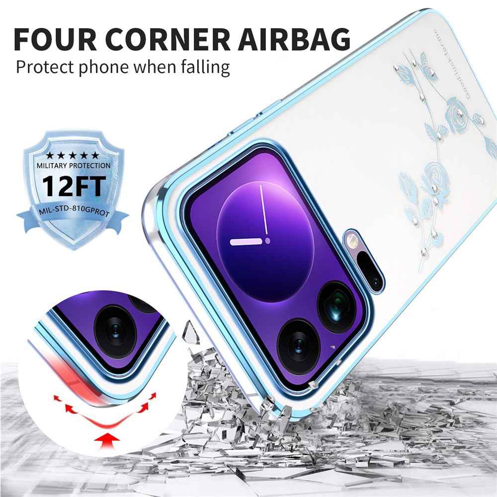 KADEM For Xiaomi 17 Pro Case Flower Rhinestone Decor TPU Phone Cover - Blue