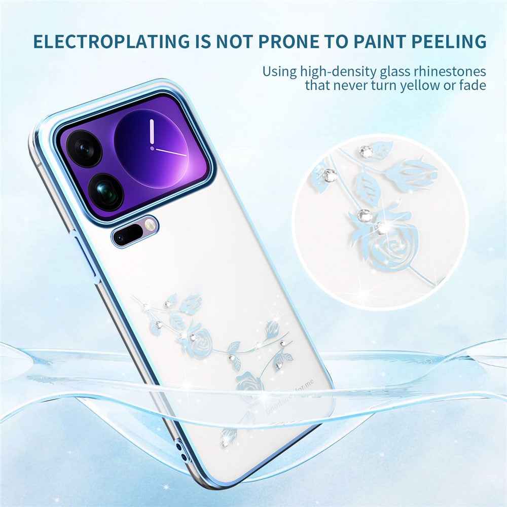 KADEM For Xiaomi 17 Pro Case Flower Rhinestone Decor TPU Phone Cover - Blue