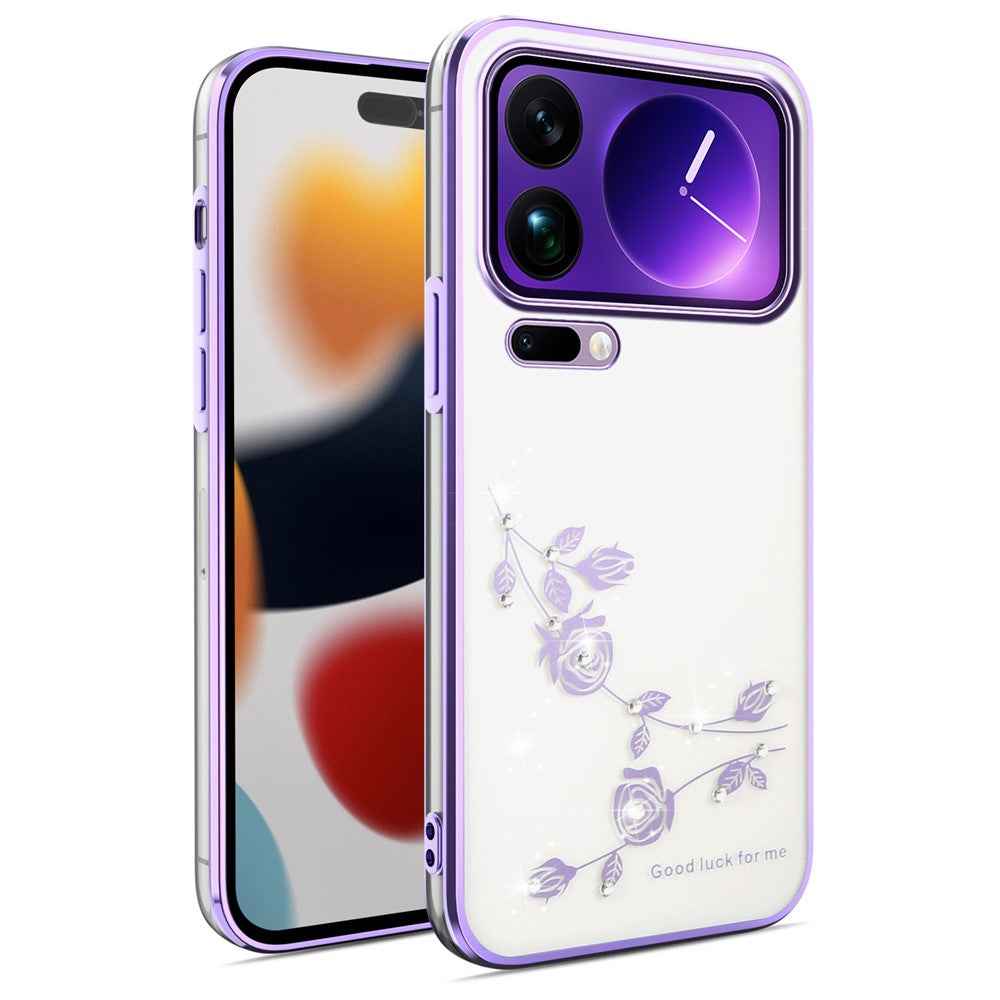KADEM For Xiaomi 17 Pro Case Flower Rhinestone Decor TPU Phone Cover - Purple