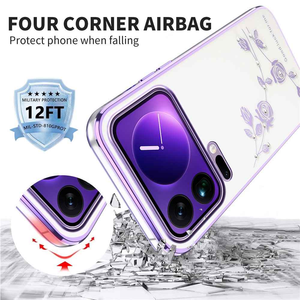 KADEM For Xiaomi 17 Pro Case Flower Rhinestone Decor TPU Phone Cover - Purple
