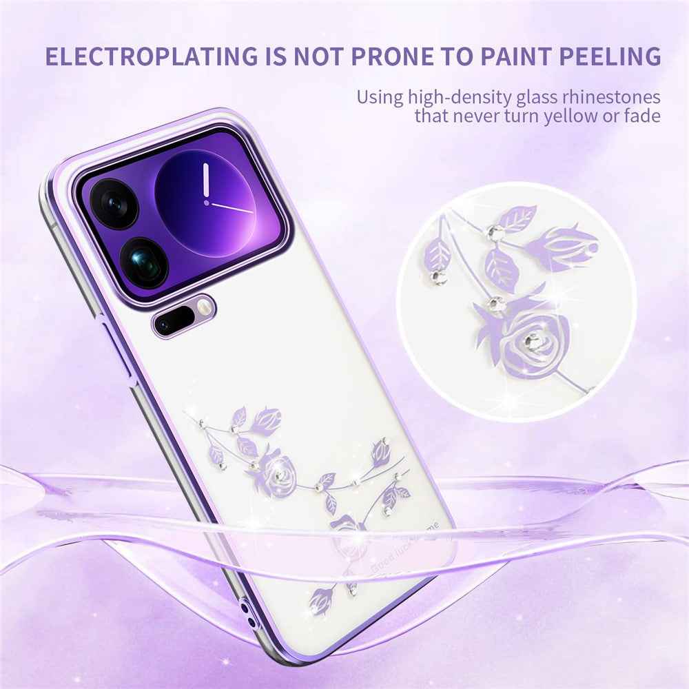 KADEM For Xiaomi 17 Pro Case Flower Rhinestone Decor TPU Phone Cover - Purple