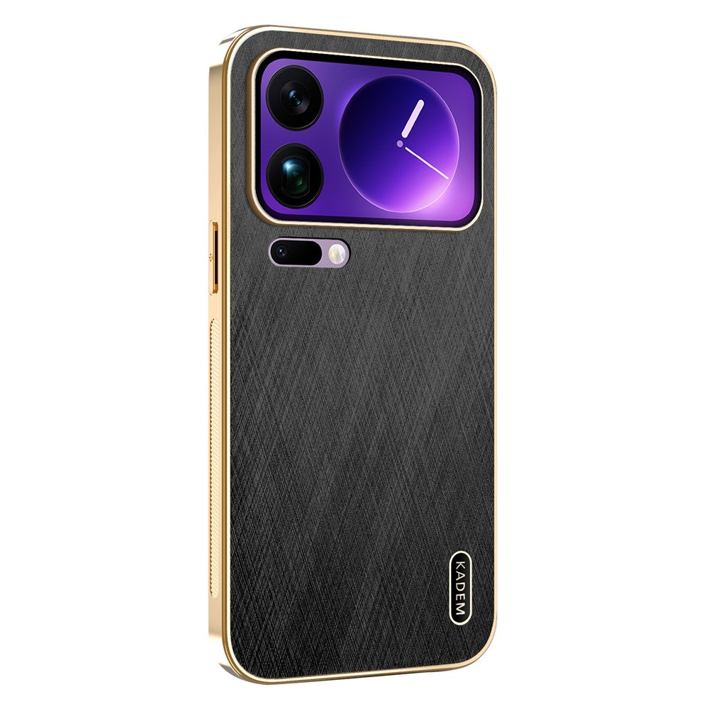 KADEM For Xiaomi 17 Pro Max Case Electroplating Silk Texture PU + TPU Phone Back Cover - Black