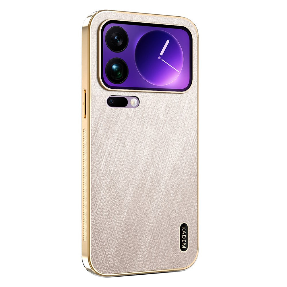 KADEM For Xiaomi 17 Pro Max Case Electroplating Silk Texture PU + TPU Phone Back Cover - Gold