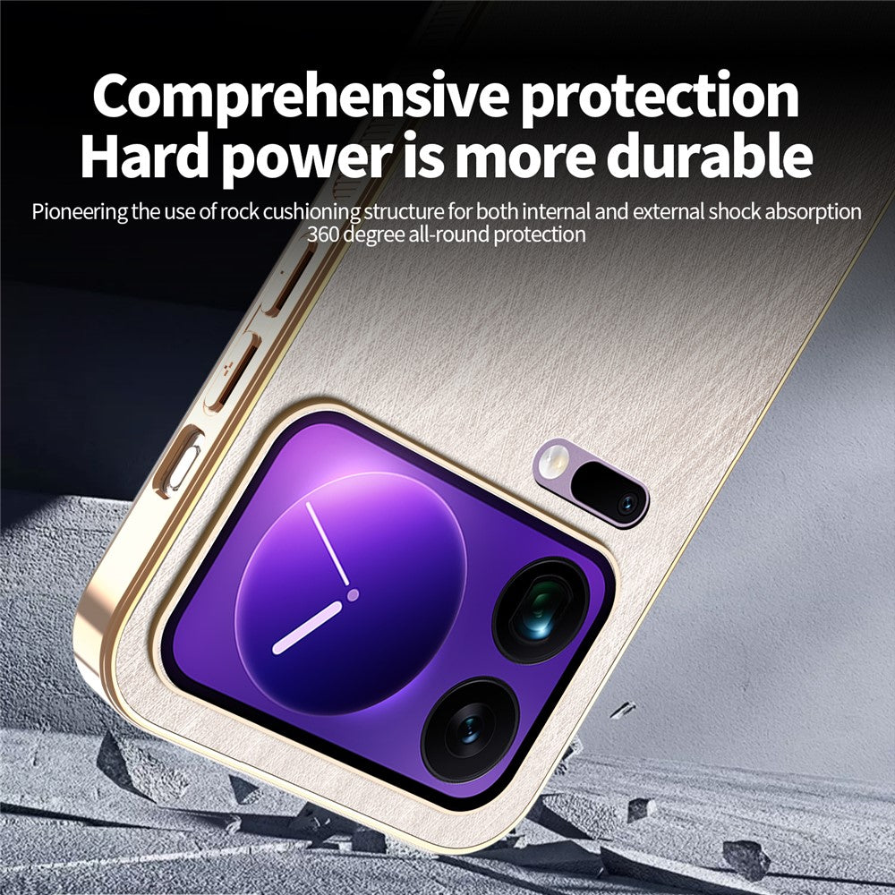 KADEM For Xiaomi 17 Pro Max Case Electroplating Silk Texture PU + TPU Phone Back Cover - Gold