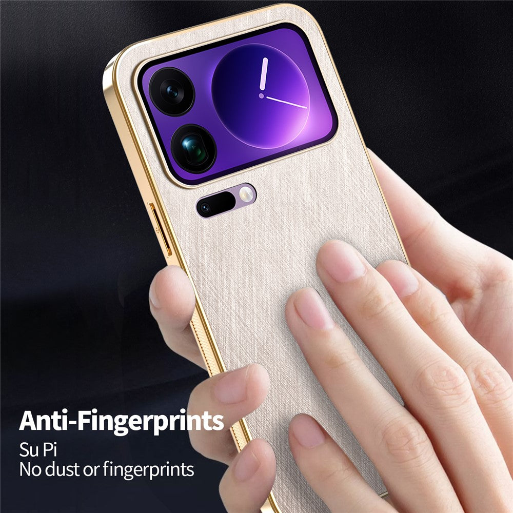 KADEM For Xiaomi 17 Pro Max Case Electroplating Silk Texture PU + TPU Phone Back Cover - Gold