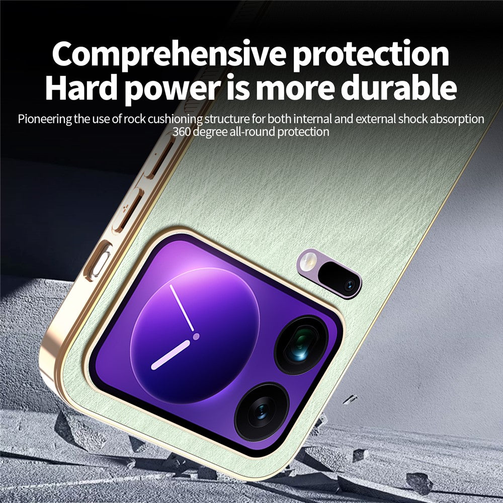 KADEM For Xiaomi 17 Pro Max Case Electroplating Silk Texture PU + TPU Phone Back Cover - Green