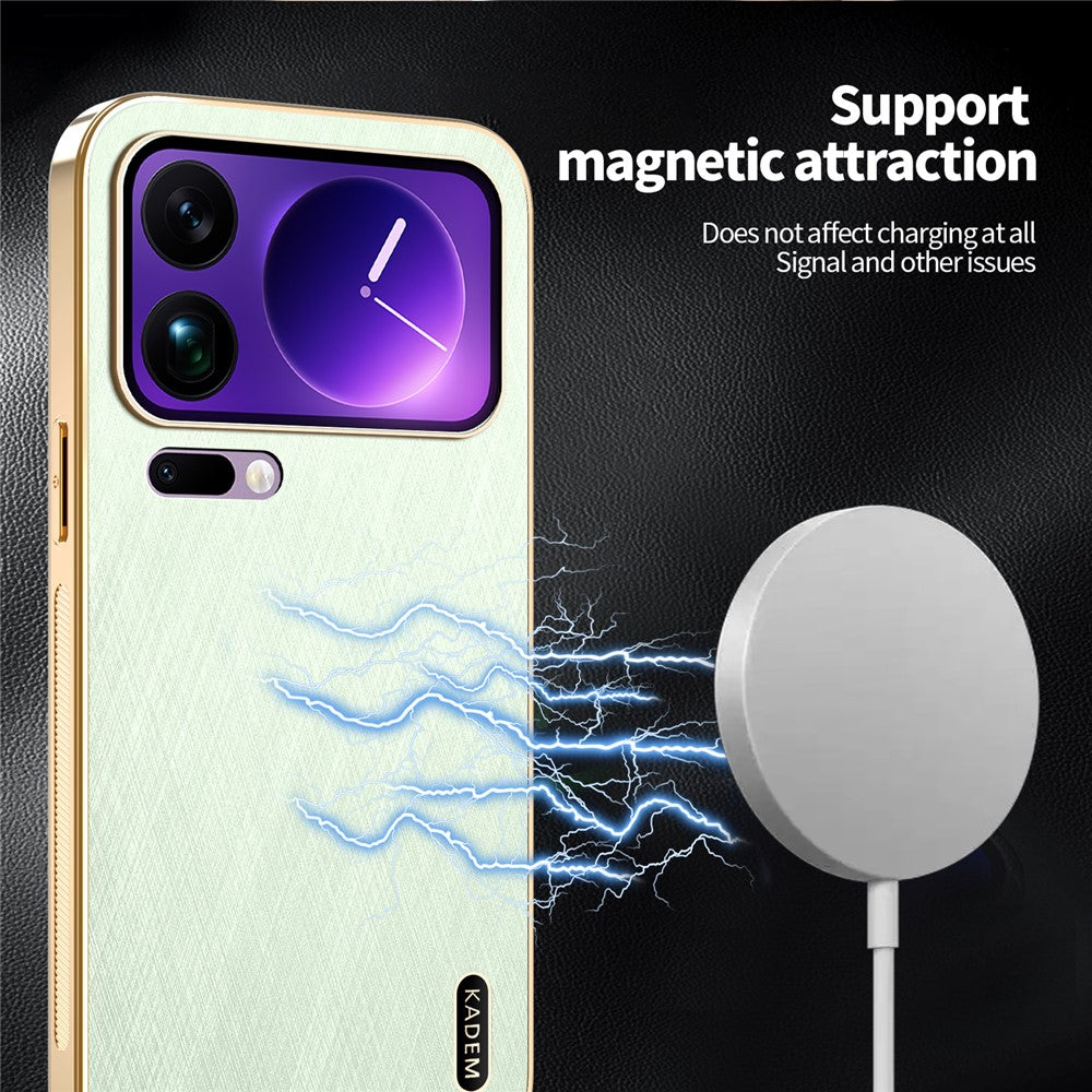 KADEM For Xiaomi 17 Pro Max Case Electroplating Silk Texture PU + TPU Phone Back Cover - Green